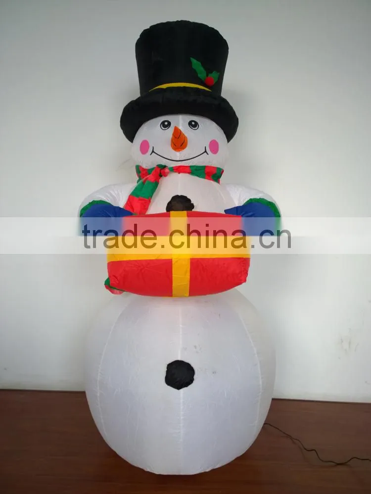 DJ-XT-59 inflatable giant animation snowman with gift instrument music christmas yard decoration