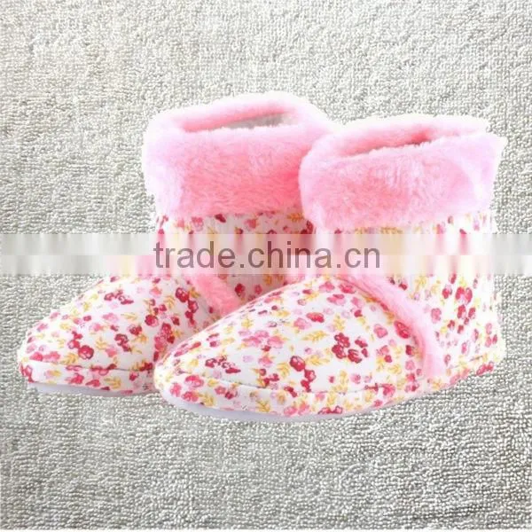 Candy color rose velvet ribbon hemming autumn and winter thermal at home boots