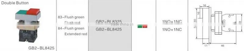 GB2-BL8425 CNGAD Double heads red and green on-off pushbutton switch
