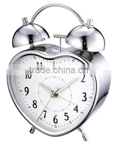 heart shape metal case mechanical alarm clock, desktop clock, Bedside clock, candy color clock