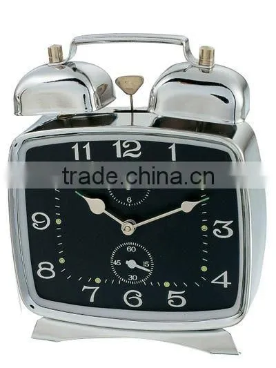 Square metal mechanical alarm clock, table clock