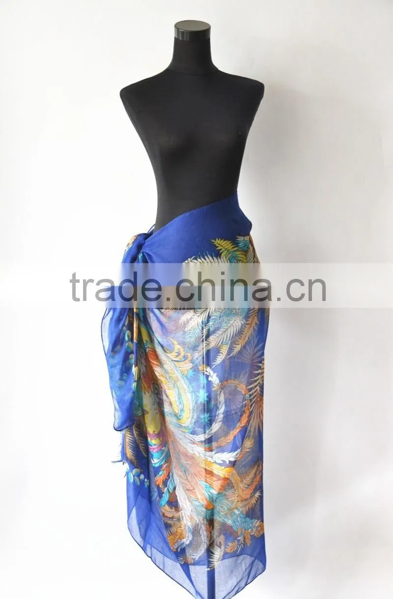 Wholesale Printing Design Oversize Polyester Voile Bali Pareo