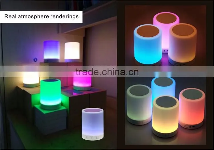 2016 Portable LED Desk Light RGB Rechargeable Battery Operated Touch Sensor Dimmable Wireless Table Lamps With Bluetooth Speaker