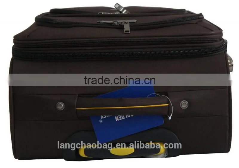 Best Quality 1680D Material Brown Built-in Trolley Travel Luggage Bags
