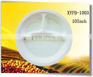 biodegradable disposable 10 inch three compartments plastic plate