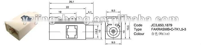 FAKRA, SMB plug connector for cable RG174