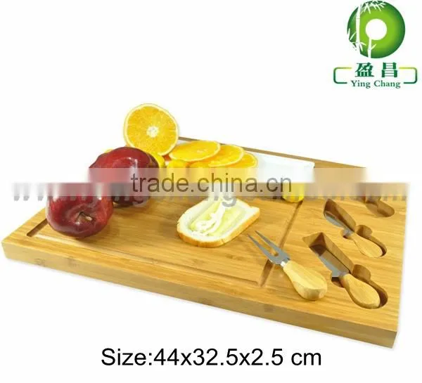 bamboo slate cheese board with knives