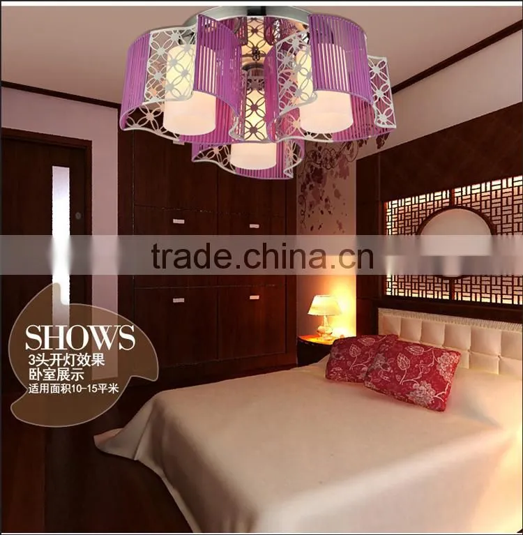 Nice Apperance Fabric Ceiling Lights E27 Base Purple Iron LED Ceiling Lights