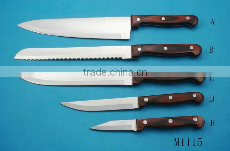 stainless steel steak knives with wooden block
