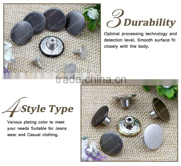 China Factory Directly Sale Plastic Insert Jeans Metal Shank Button