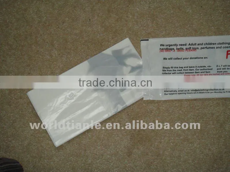 PE Plastic Charity Bag with Printing for Donation