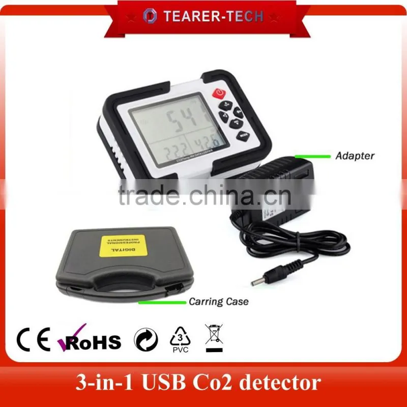 2016 new arrival 9999ppm Carbon Dioxide CO2 Air Temperature Humidity DataLogger Meter Monitor HT-2000