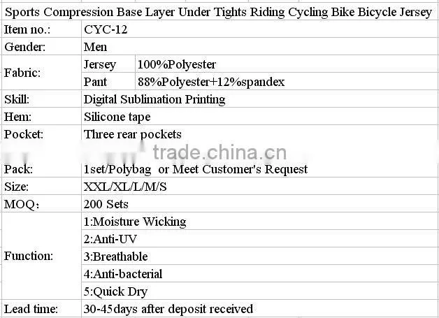 Cheap Winter Sublimation Bicycle Clothes For Men