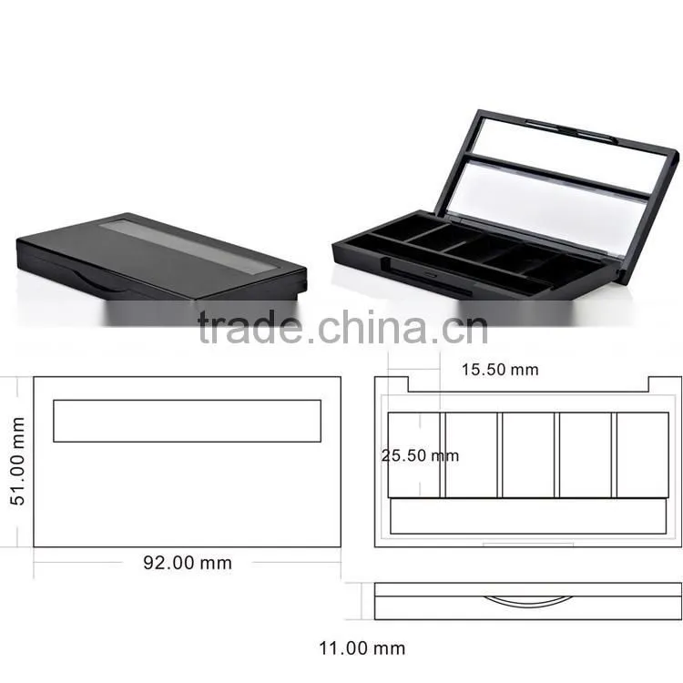 Newest eyeshadow packaging square black plastic containers