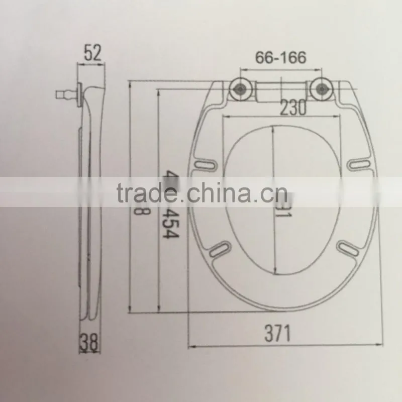 PP toilet seat with SUS 304 screws and pins of hinges