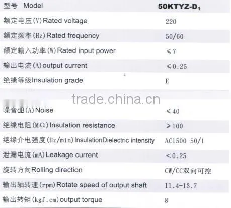 China manufacturer 50KTYZ-D1 220v ac synchronous motor in China for smart toilet