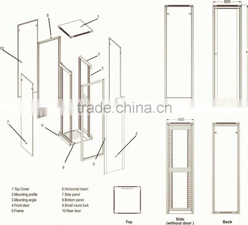 19" server cabinet with double door