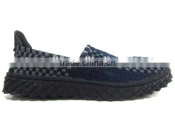 2016 fashion lady woven elastic sport shoe knit upper