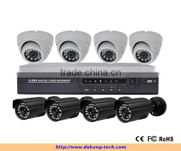 H.264 8ch CCTV Camera System /4pcs indoor/outdoor CCTV Cameras + 8ch Digital DVR / Wire CCTV Camera DVR Kit