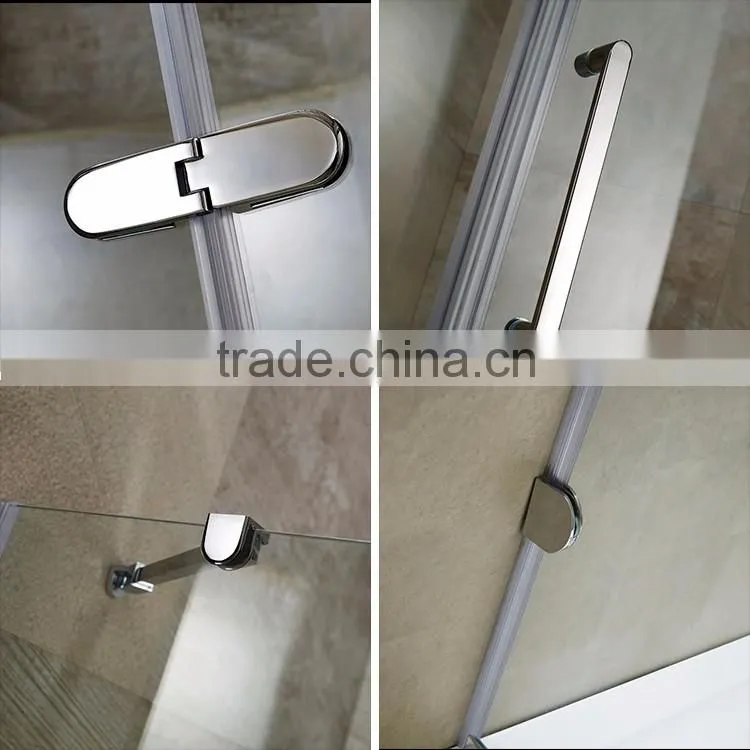 hot sales stainless steel hardware free standing frameless shower enclosure for bathroom