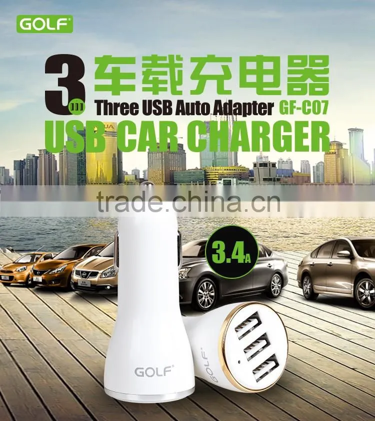 New product for 2016 3 port usb car charger with 3.4A max output, faster charging, good quality