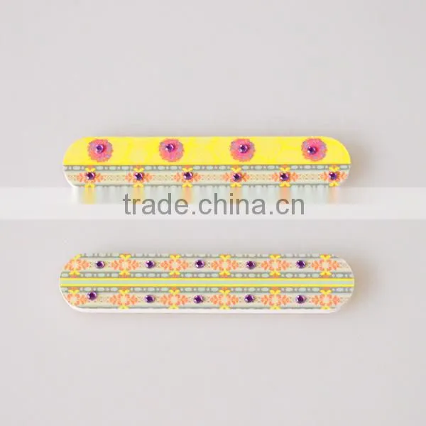 Wholesale custom bling acrylic rhinesone nail file emery board nail care coloful nail file factory
