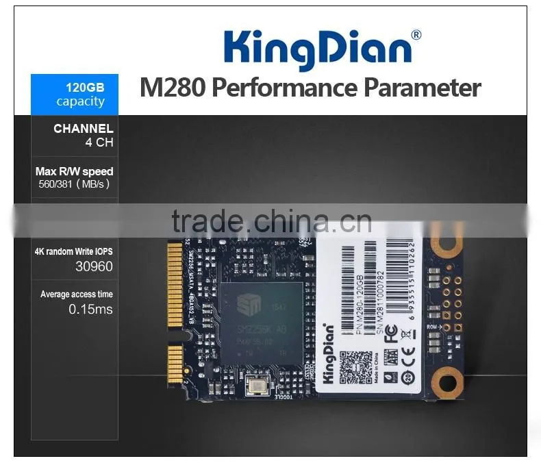 Top SSD wholesale Kingdian SSD external hard disk drive MSATA 120GB internal Solid state Disk for laptop(M280 120GB)