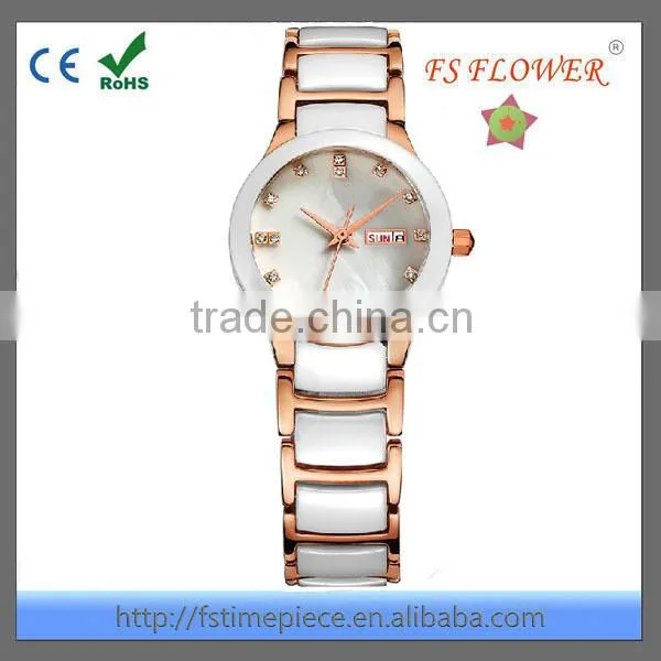 FS FLOWER - 2015 New White Ceramic Waterproof Watch with Sapphire Crystal