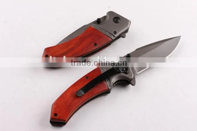 OEM 440 stainless steel camping knife with Titanium coated surface