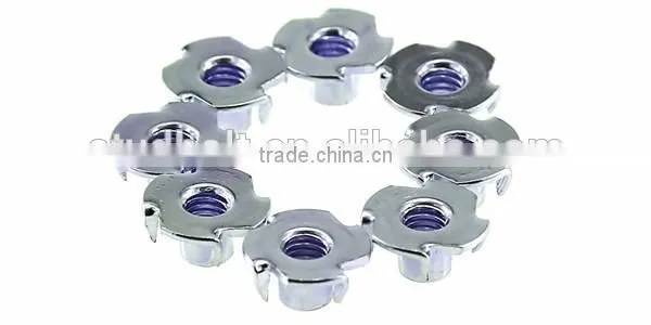M6 Steel Cold Forged 4 Prongs Tee / T Furniture Locking Nuts