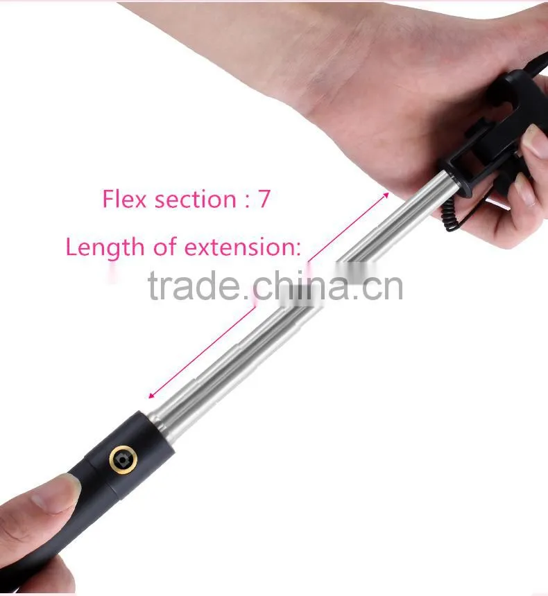 Hot selling fashionable multifunctional composite mini monopod foldable selfie stick with wire