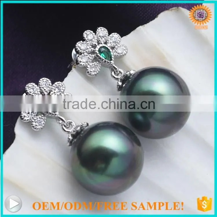 custom vogue jewelry south sea shell pearl silver earrings