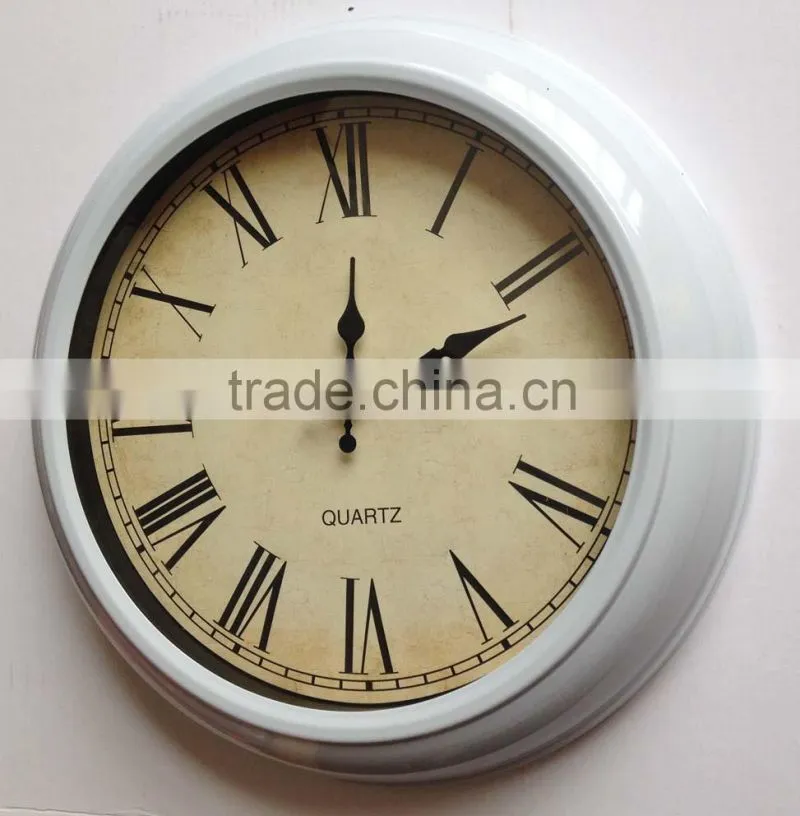 High quality classical 12 inch iron metal wall clock 2016