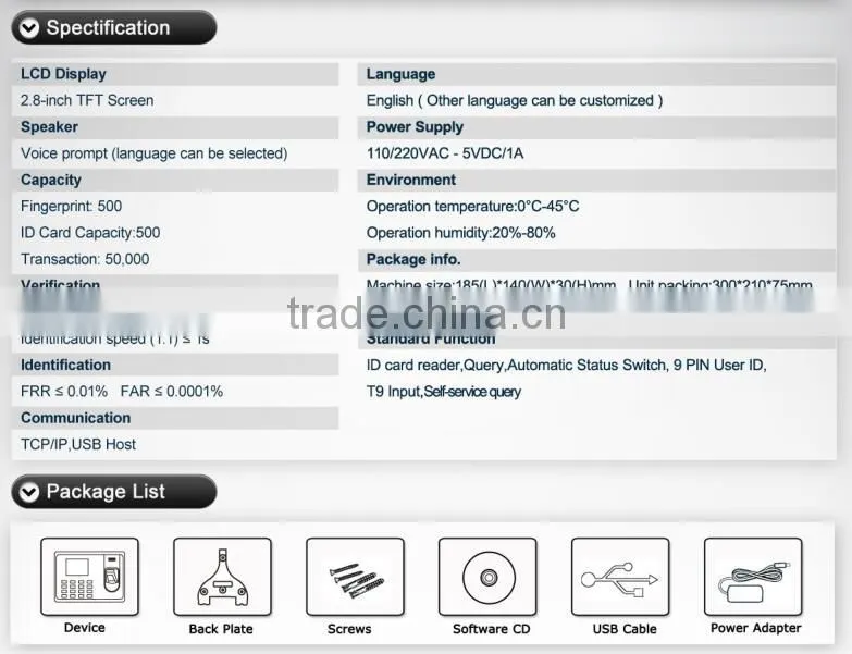 Advanced Technology Webserver Biometric Fingerprint Access Control