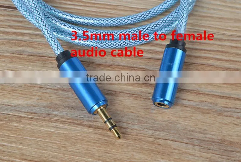 China Supplier FIsh Net Pattern 3.5mm Male to Female Stereo Audio Cable