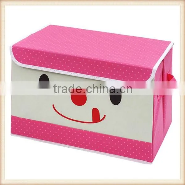 Cute smile face non woven fabric foldable storage box