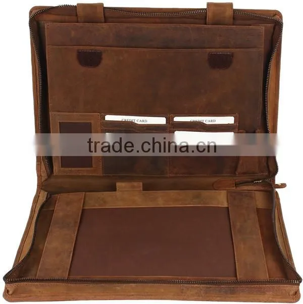 Boshiho leather passport holder Portfolios with credit card leather file folder