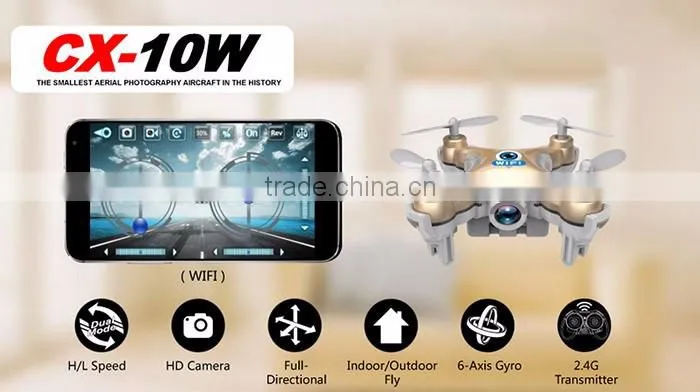 RC Quadcopter Cheerson CX-10W CX10W Wifi FPV 0.3MP Camera LED 3D Flip 4CH CX10 Update Version Mini Drone BNF Helicopter Toy Gift
