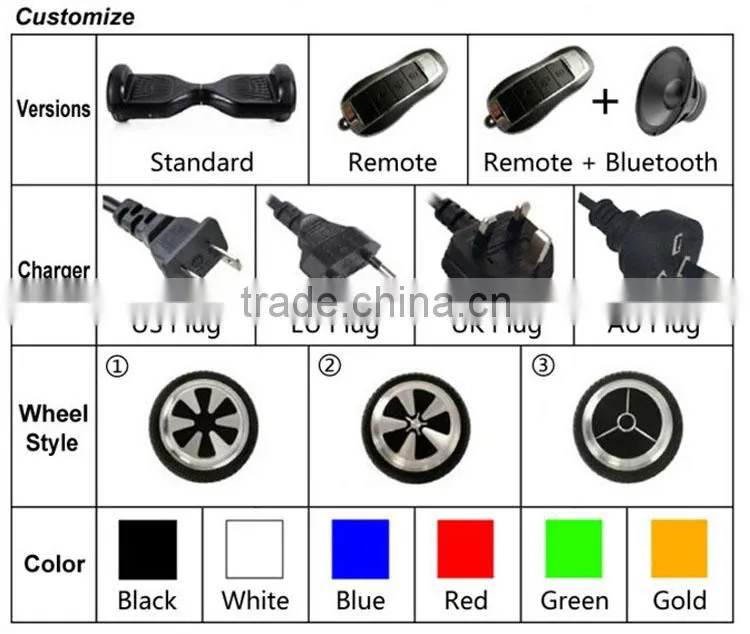 2015 Most Popular 2 Wheel Self Balance overboard Scooter