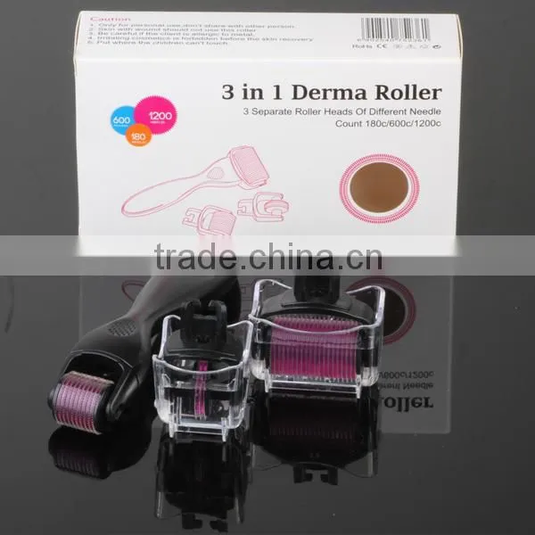 3 in 1 Derma Roller Kit Replaceable Microneedle Set Interchangeable Anti Aging