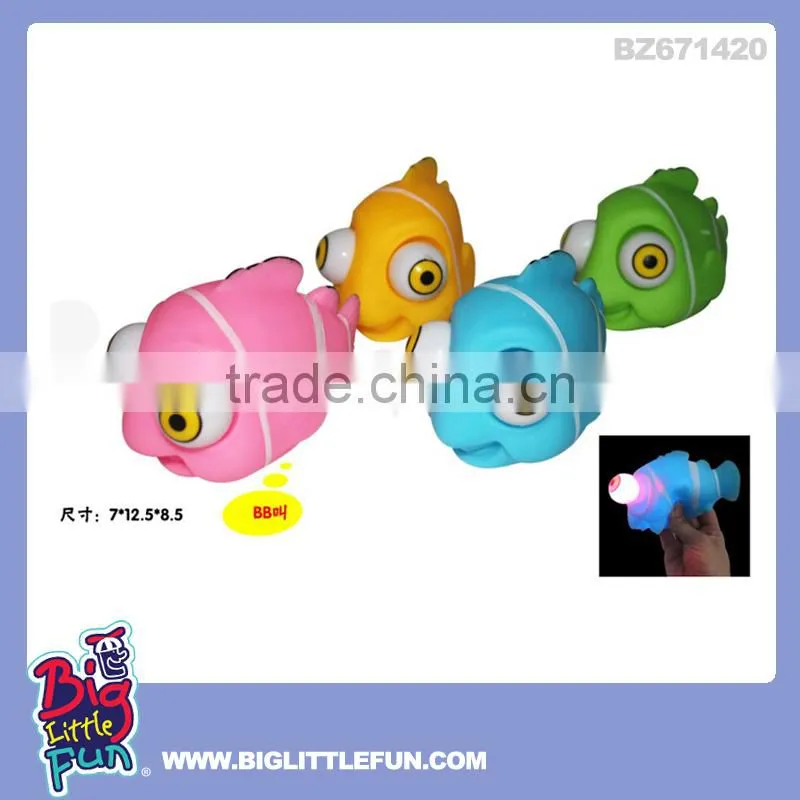 Eye pop squeeze toy rubber cow with light and BB sound