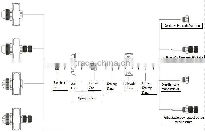 JCO type automatic cleaning or washing air atomizing spray nozzles