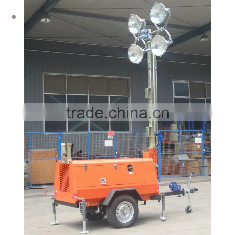 Water cooled diesel trailer light tower generator 7KVA