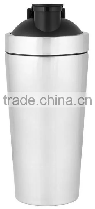 700ml 24 ounce #304 18/8 stainless Steel BPA free water bottle whey protein mug, with Built-In Mixing Lid built in agitator