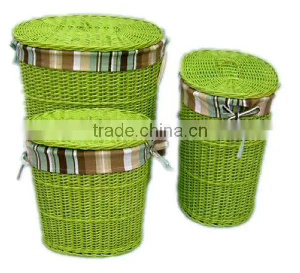 2016 wholesale cheap willow trash can baskets with with handle