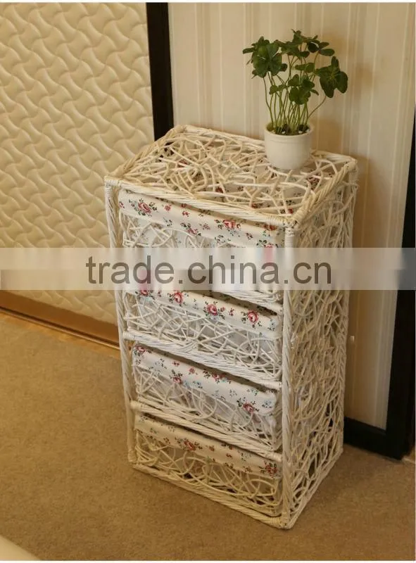 handmade neat with 4 tiers drawers white wicker drawer bathroom cabinet wicker cabinet