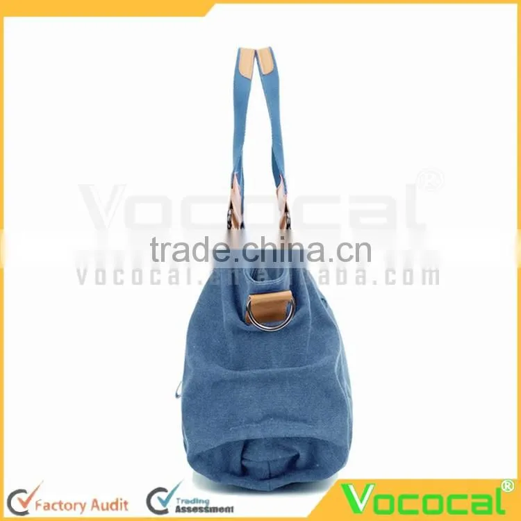 Women's Canvas Large Capacity Handbag Tote Crossbody Bag for iPad Folding Umbrella Cosmetics Blue