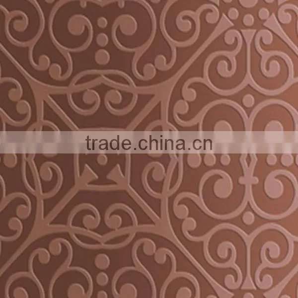 Foshan 304 1.0mm Etching Bronze Color Decorative Stainless Steel Sheet for Decoration