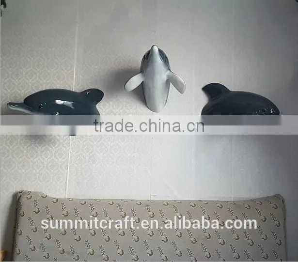 Resin 3D dolphin sculpure wall mount decor