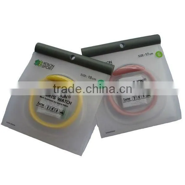 Silicone bracelet watch with plastic package